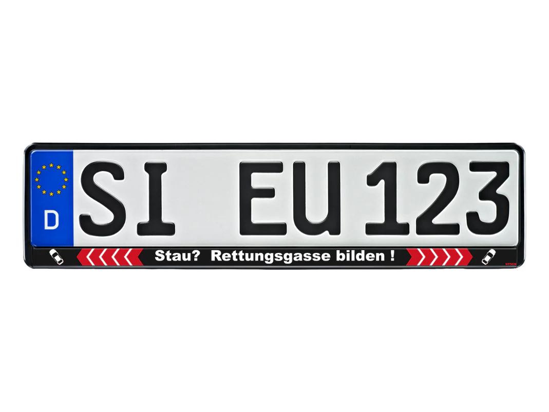 Kennzeichenhalter "Stau? Rettungsgasse bilden" 520x110 mm - Image 2