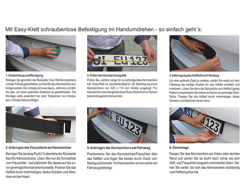 Rahmenloser Klett-Kennzeichenhalter (für 1 Kennzeichen) - Image 4